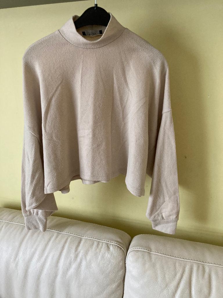 Beige Fleece trui Bershka mtS in prima staat., Ophalen, Beige, Bershka, Maat 36 (S)