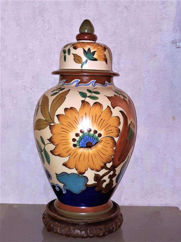 Mooie oude keramieke dekselvaas (Gouda) Uit Holland- 40cm, Ophalen