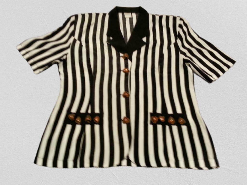 Veste chic femme déco rayures Noir et Blanc, Enlèvement ou Envoi, Comme neuf, Taille 42/44 (L), Autres couleurs