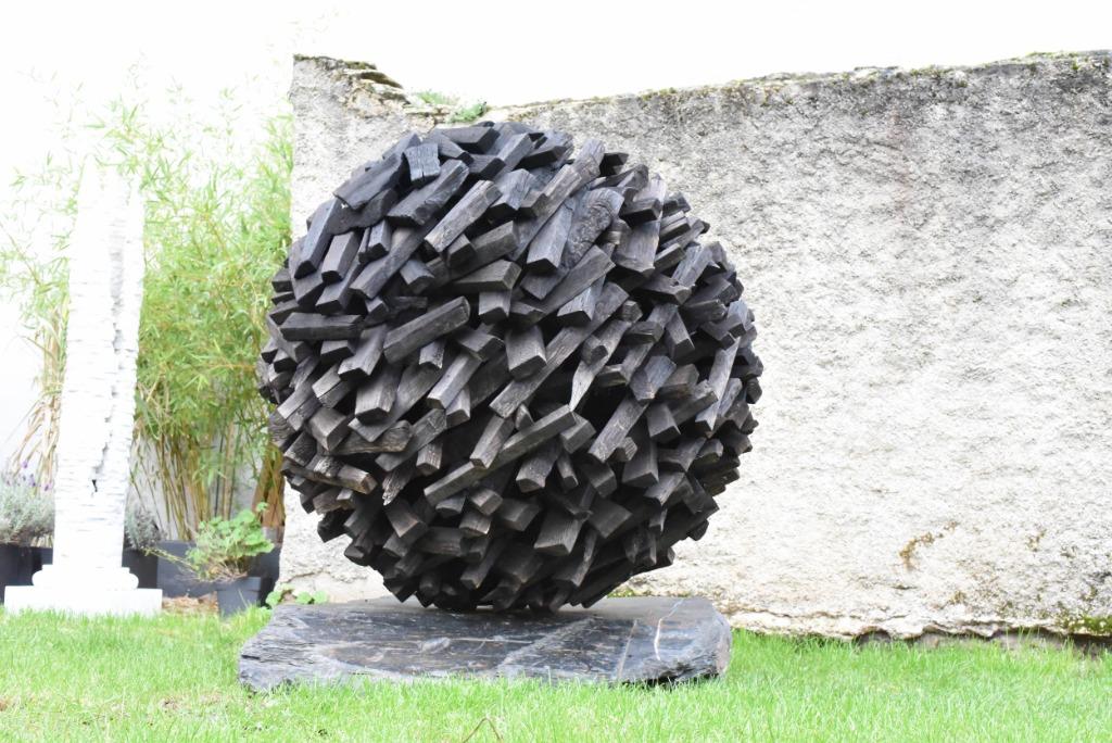 Sculpture en Bois Noir Gris Décoration Maison Statue pour Am, Enlèvement ou Envoi, Neuf, Bois, Abstrait