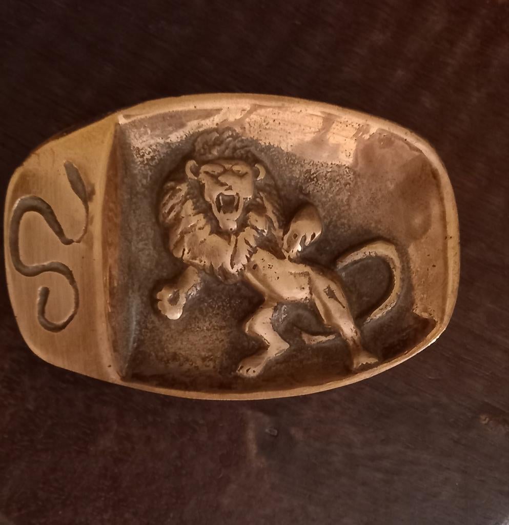 Vintage bronzen asbak "LION", Antiquités & Art, Enlèvement ou Envoi, Bronze