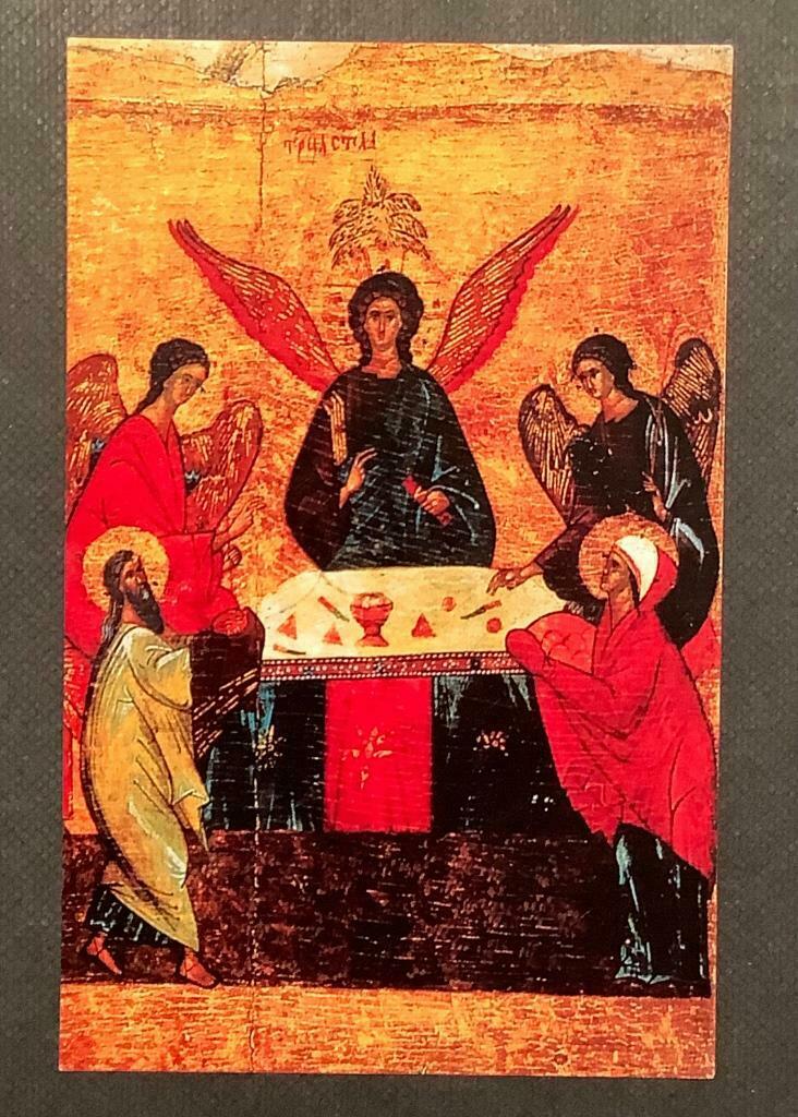 Icoonprentje La Trinita - DE DRIE-EENHEID- 15e eeuw NovgoroD, Verzenden, Bidprentje