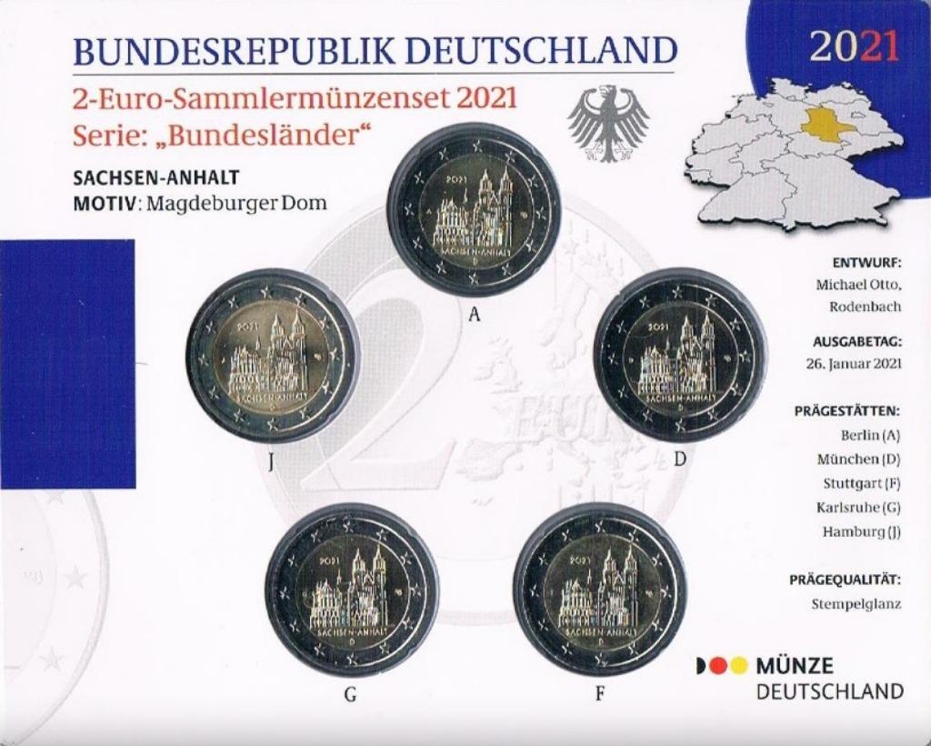 2 euro Duitsland 2021 Magdenburger Dom BU in blister, Ophalen of Verzenden, Duitsland, 2 euro