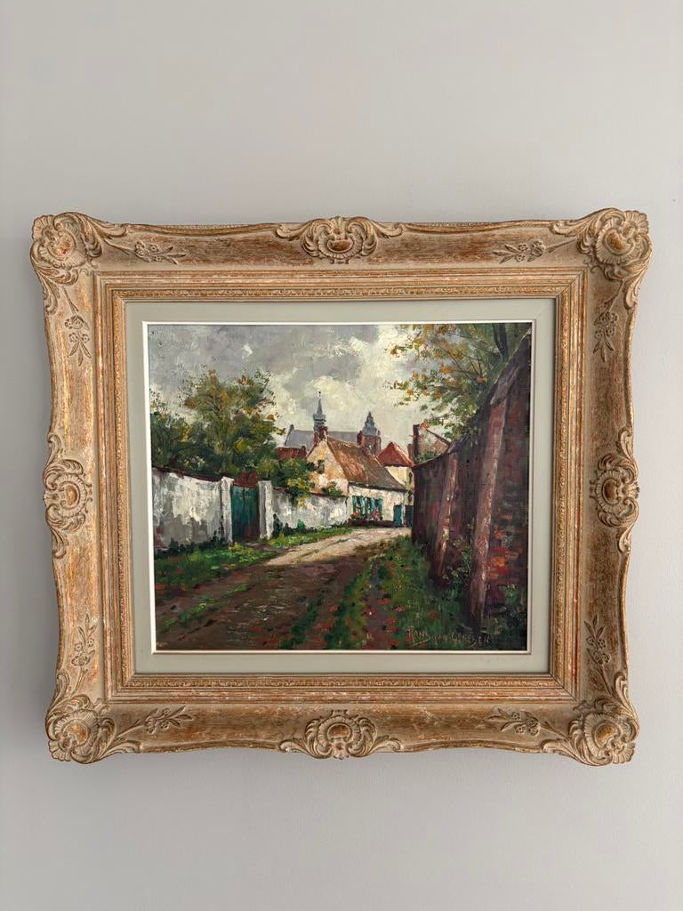 Schilderij Frans Van Genesen - 40cm x 35cm - Brugge, Enlèvement