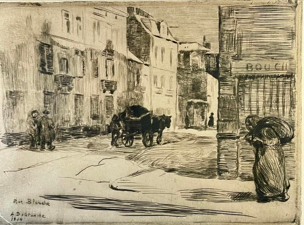 Albert Delstanche - Ets - Brussel - 1914 - Gesigneerd, Antiek en Kunst, Kunst | Etsen en Gravures, Ophalen of Verzenden