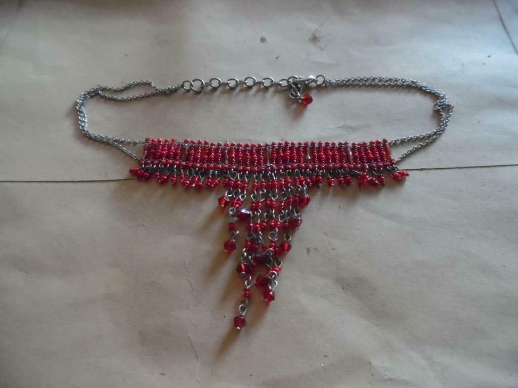 zilveren ketting met rode steentjes, Bijoux, Sacs & Beauté, Colliers, Enlèvement ou Envoi, Comme neuf, Rouge, Argent