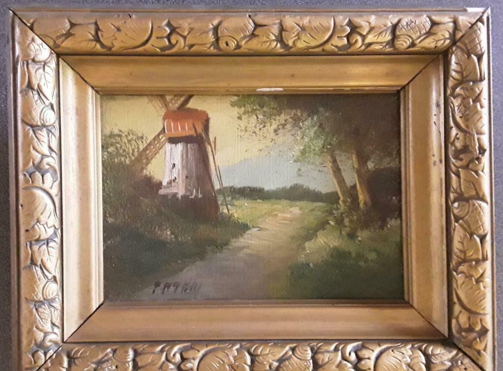Schilderijtje met molen door Peters, Antiek en Kunst, Kunst | Schilderijen | Klassiek, Verzenden