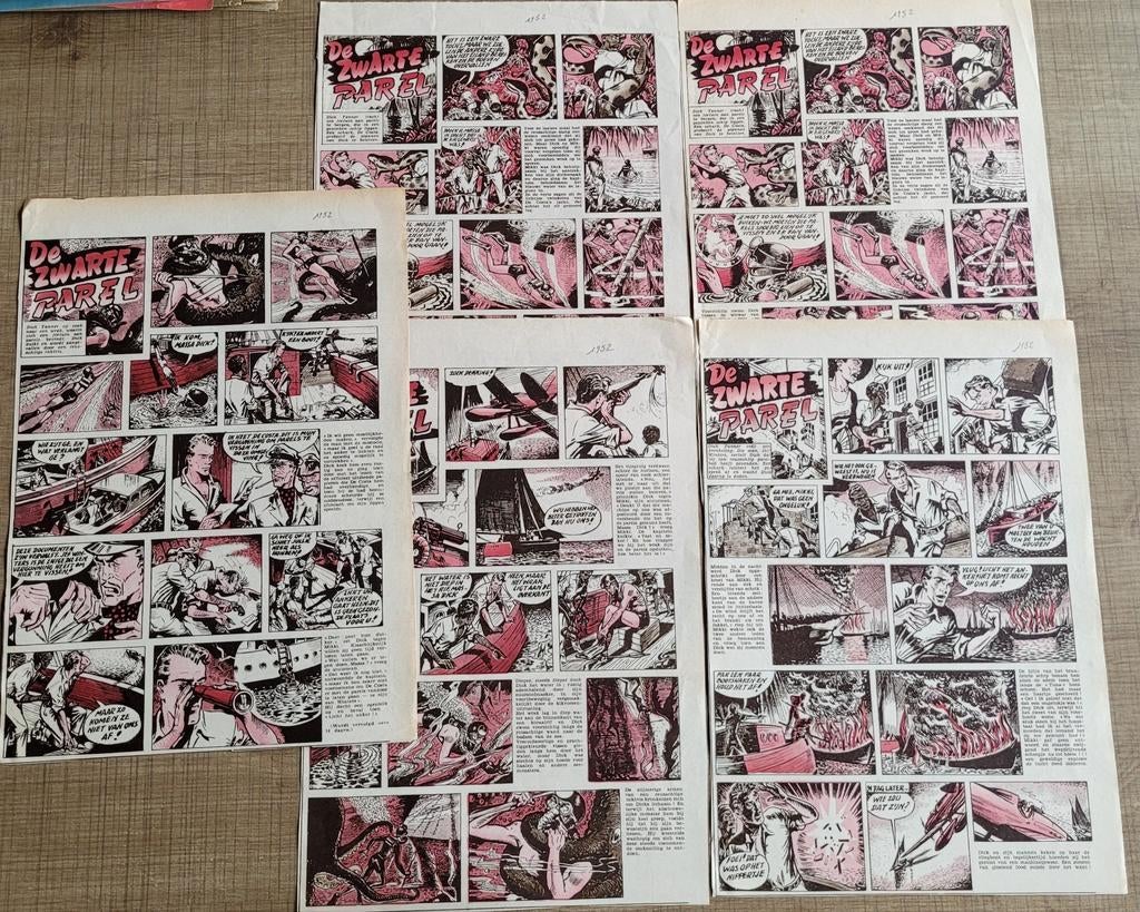 7 oude stripknipsels: De Zwarte Parel (jaren '50), Verzamelen, Tijdschriften, Kranten en Knipsels, Ophalen of Verzenden, 1940 tot 1960