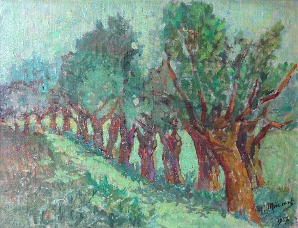 Maurice Minsart, 1894-1976, doek, Wilgen '67,   50 x 60 cm,, Ophalen