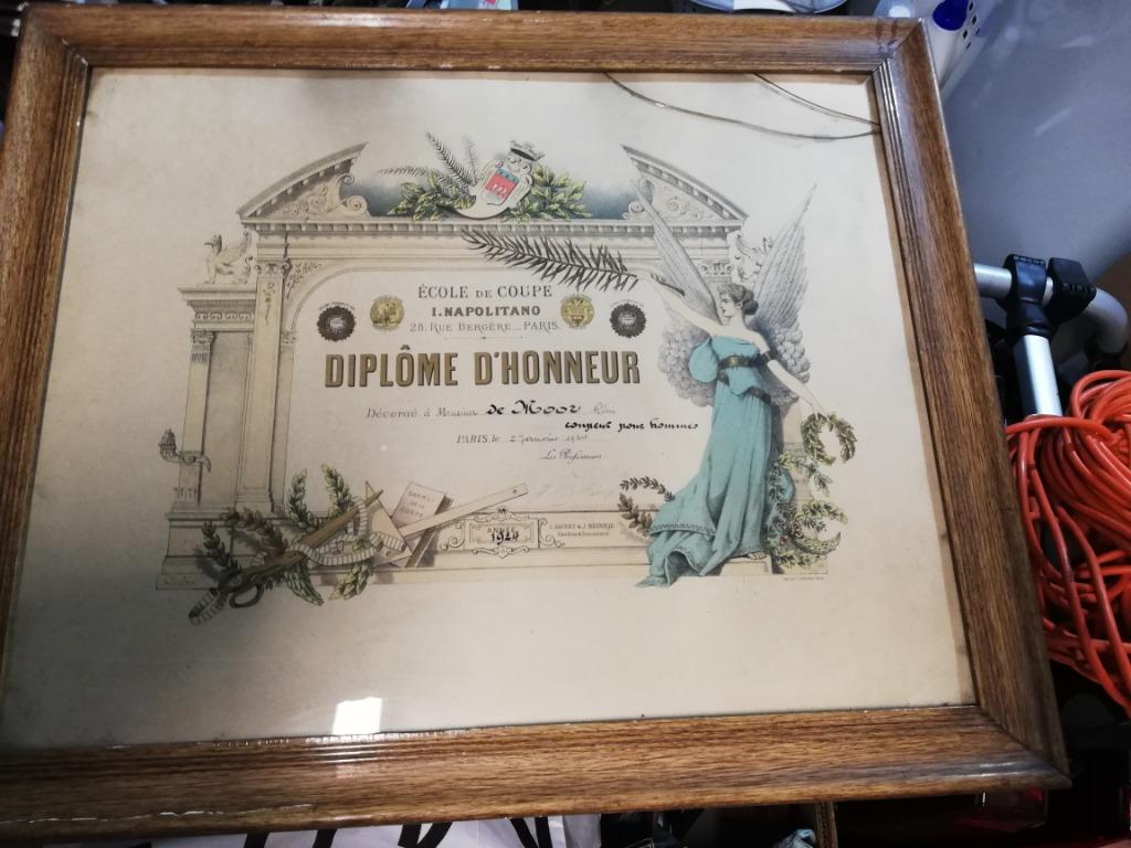 * Ancien diplôme de coiffeur ; 1924, Collections, Enlèvement, Utilisé