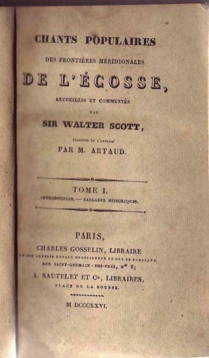 Walter Scott, Chants populaires de l'Écosse T. I-II (1826), Antiquités & Art, Enlèvement ou Envoi, Walter Scott
