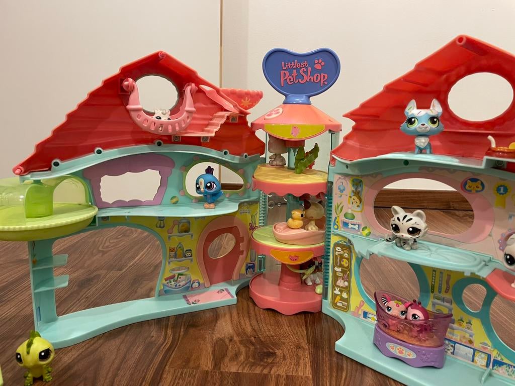 PETSHOP: lot avec maison, voiture et montgolfière, Enlèvement, Utilisé