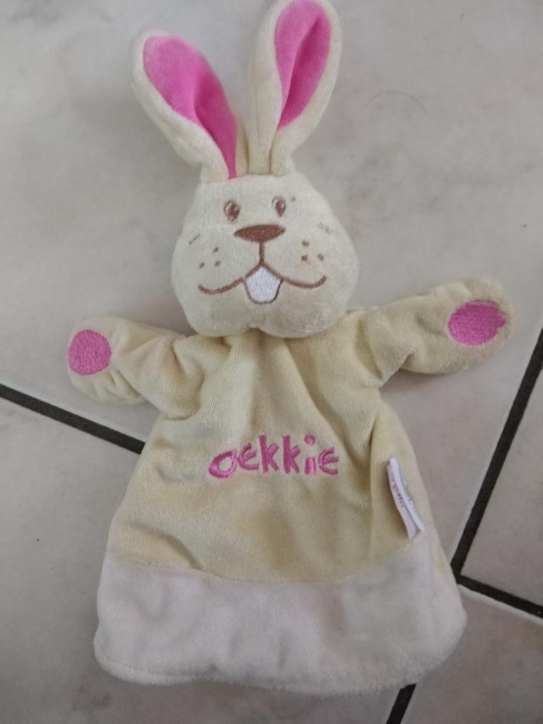 knuffel handpop bengy konijn oekkie(doos 61), Ophalen of Verzenden, Nieuw, Konijn