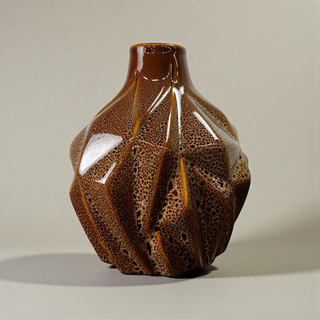 Vase vintage en céramique marron, Enlèvement ou Envoi, Utilisé