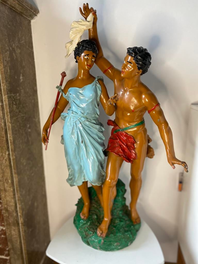 Sculpture en régule vintage peint., Antiquités & Art, Antiquités | Bronze & Cuivre, Enlèvement ou Envoi