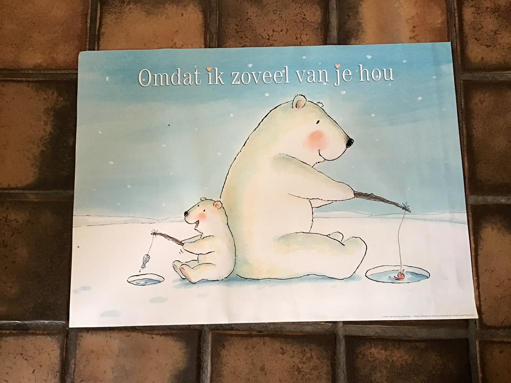 Prachtige poster kinderkamer beer Omdat ik zoveel van je hou, Ophalen of Verzenden, Zo goed als nieuw