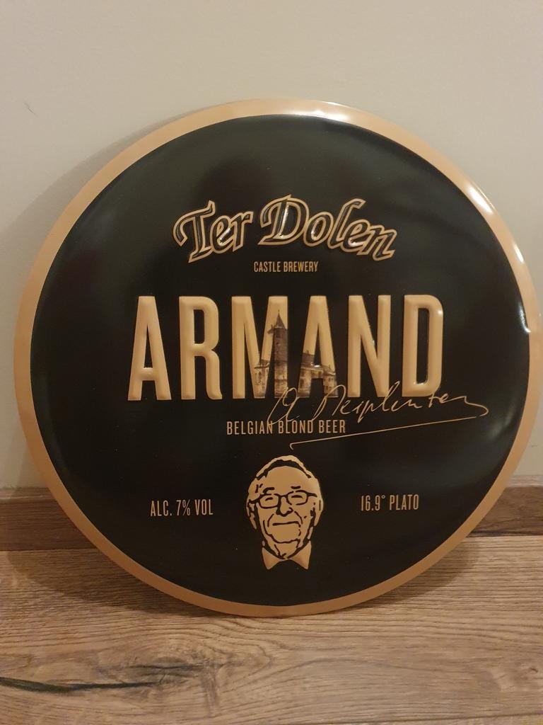 Metaal Reclamebord - Ter Dolen Armand -, Verzamelen, Ophalen of Verzenden, Gebruikt, Reclamebord, Plaat of Schild, Overige merken