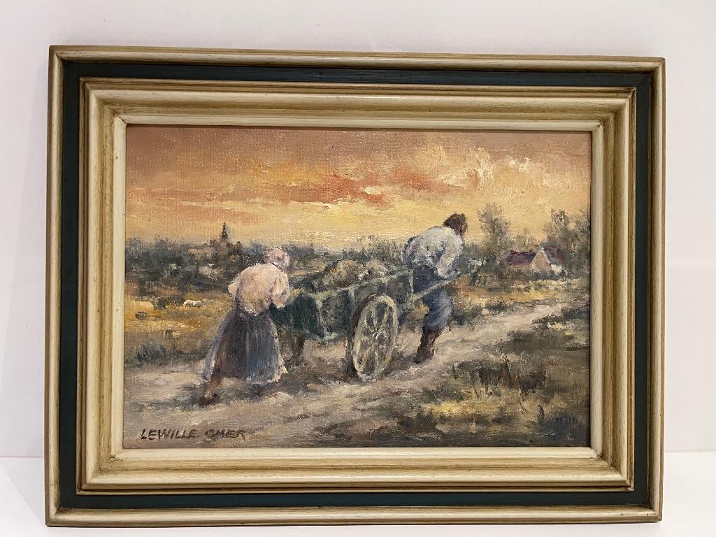 Olieverfschilderij Omer Lewille, Antiek en Kunst, Kunst | Schilderijen | Klassiek, Ophalen of Verzenden
