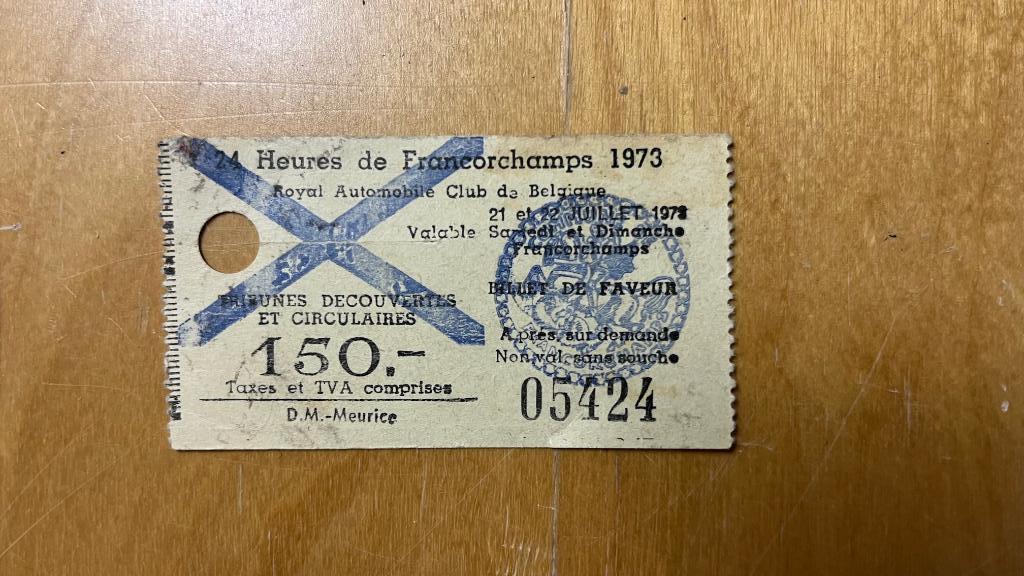 TICKET 24 HEURES FRANCORCHAMPS 1973, Tickets & Billets