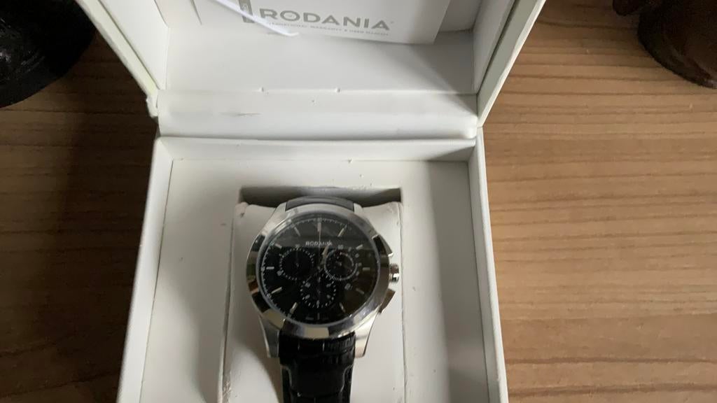 Rodania  horloge nieuw CHRONO Saphir, Overige merken, Leer, Staal, Polshorloge