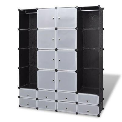 Kast modulair met 18 vakken 37x146x180,5 cm zwart en wit, Huis en Inrichting, Kasten | Wandmeubels, Ophalen, Nieuw, Kunststof