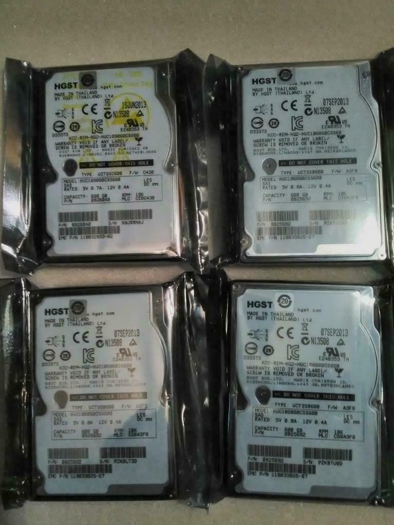 Lot de 4 Hitachi/HGST 600Gb 2,5'' 10K SAS = 2,4Tb, Computers en Software, Harde schijven, Gebruikt, Intern, HDD, SAS, Ophalen of Verzenden