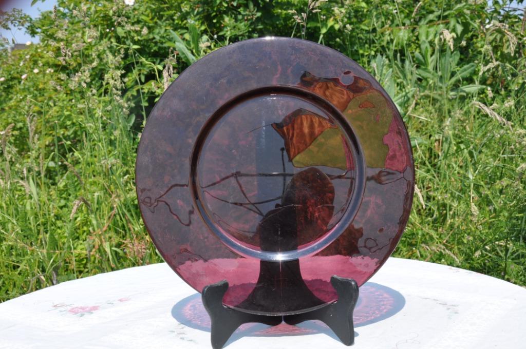 plat a tarte en verre mauve, Antiquités & Art, Enlèvement ou Envoi