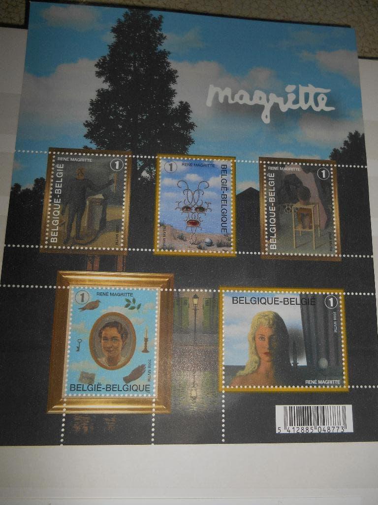 Feuillet 5 timbres Magritte, Timbres & Monnaies, Timbres | Europe | Belgique, Enlèvement ou Envoi