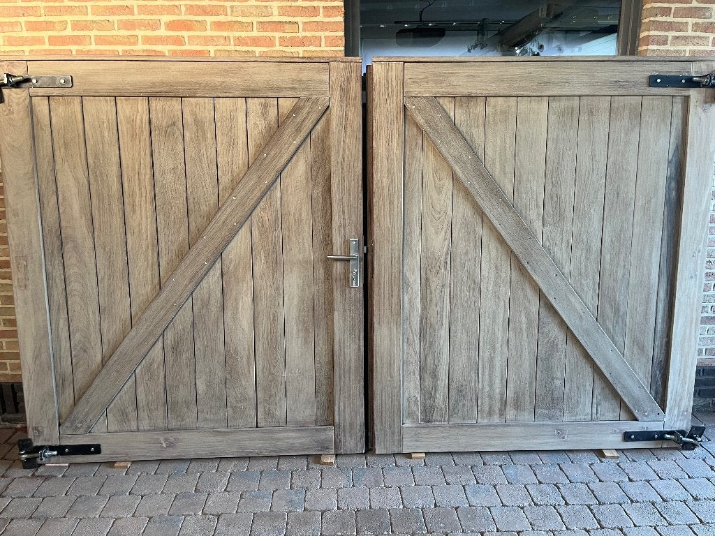 Tuinpoort in Padoek, Ophalen, Zo goed als nieuw, 150 tot 200 cm, Hout