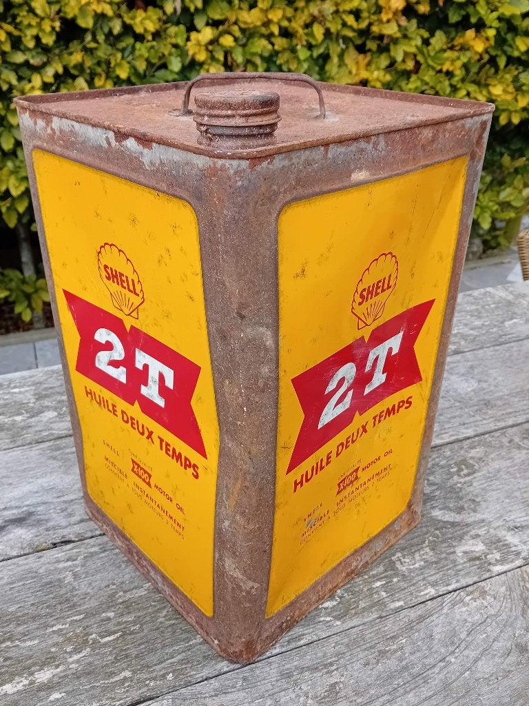 Bidon d'huile vintage 20 L Shell 2T, Enlèvement ou Envoi, Utilisé