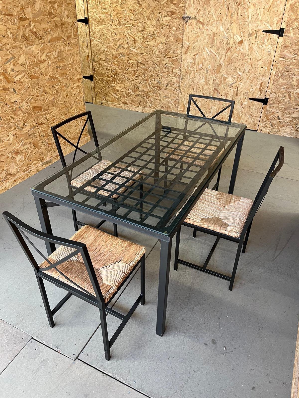 Eettafel en 4 stoelen, Ophalen, Gebruikt, 100 tot 150 cm, 50 tot 100 cm