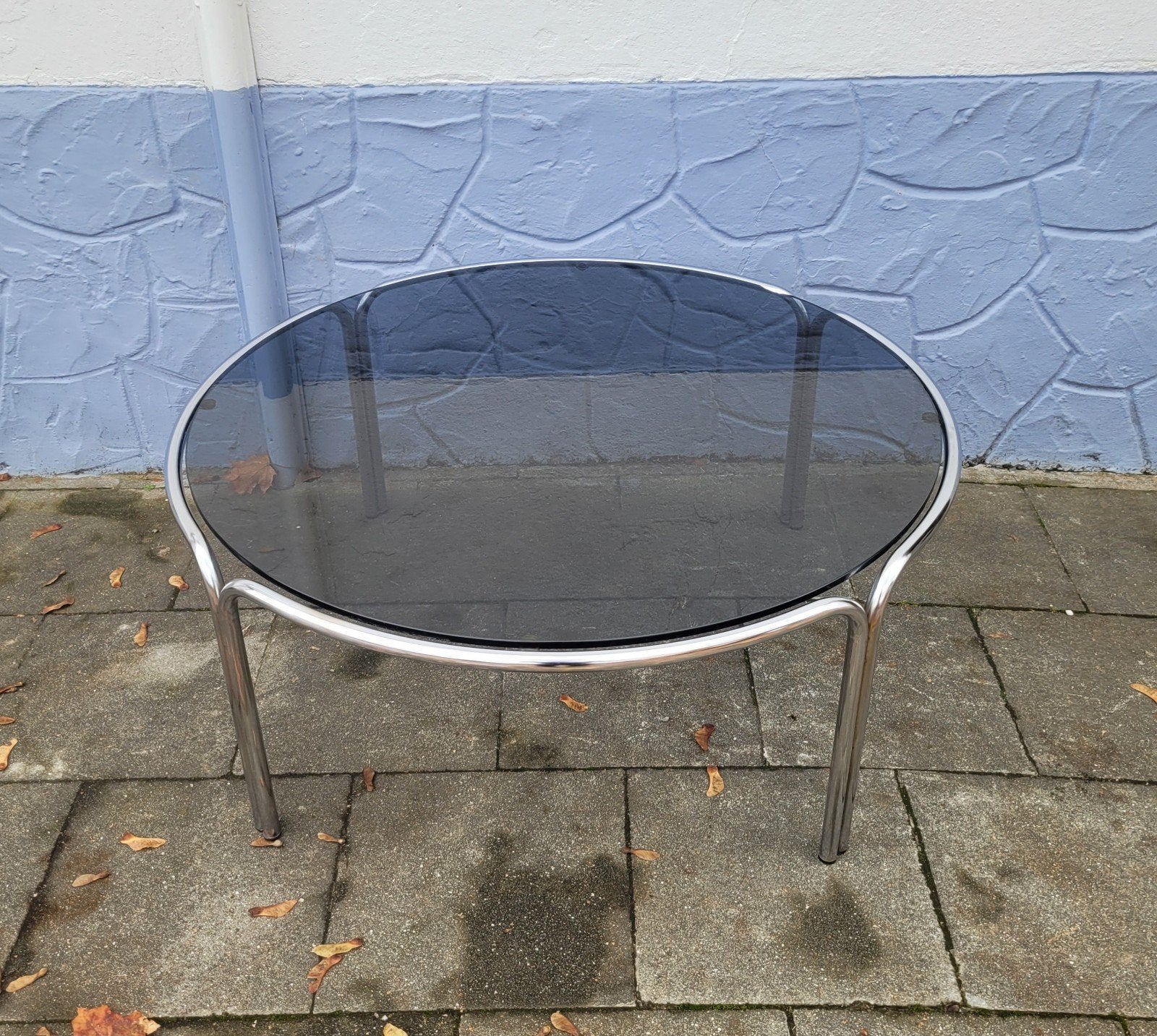 table basse ronde vintage 70's, Maison & Meubles, Enlèvement, Verre