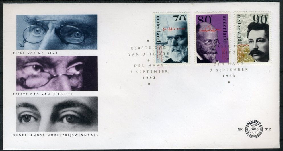 NEDERLAND E312 FDC 1993 - Nobelprijswinnaars, Verzenden, Na 1940, Gestempeld