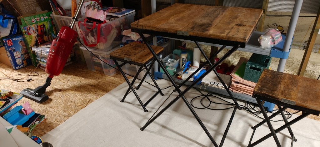 OneWorld/Industriële bijzettafel 60*60 + 2x stoeltjes, Ophalen, Vierkant, Nieuw, 55 tot 75 cm