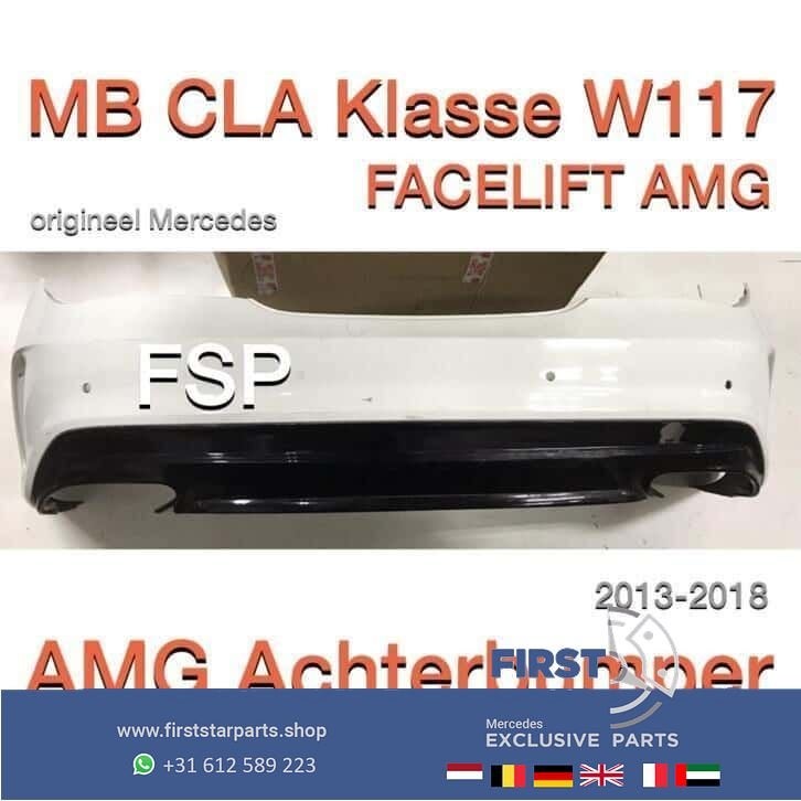 W117 CLA AMG Facelift Achterbumper wit Mercedes 2013-2019 MB, Gebruikt, -, Ophalen of Verzenden, Achter