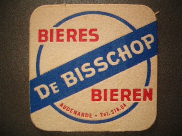 Tapis à bière De Bisschop Leupegem 2 : 94 x 94 mm, Enlèvement ou Envoi, Utilisé, Sous-bock