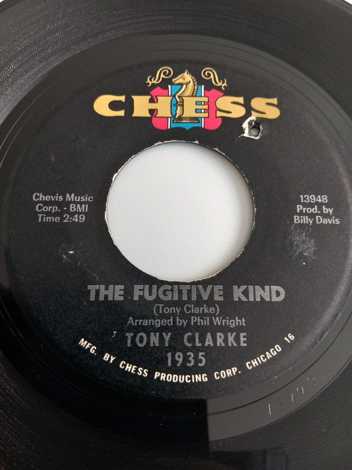 TONY CLARK. THE FUGITIVE KIND. 1965 USA 45T, Enlèvement ou Envoi