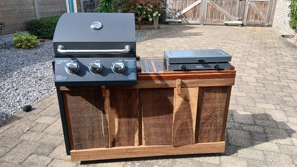 BBQ gas met meubel, Jardin & Terrasse, Barbecues à gaz, Utilisé, Enlèvement ou Envoi