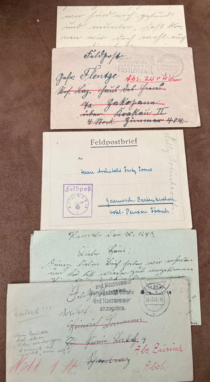 Duitse Feldpost brieven 1943/44, Verzamelen, Militaria | Tweede Wereldoorlog, Ophalen of Verzenden