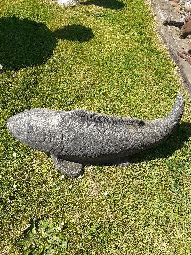 Grand poisson en pierre patinée ( Longueur 1m)., Enlèvement, Comme neuf, Autres matériaux, Animal