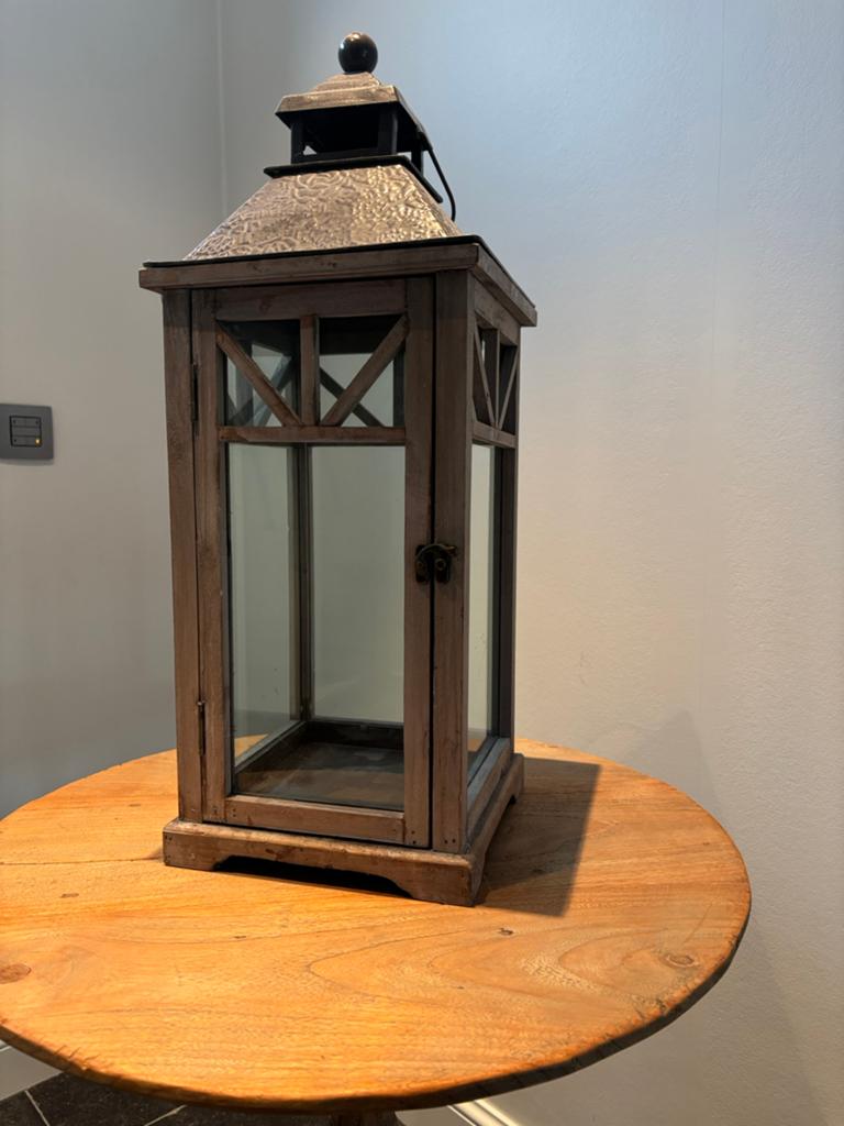 Grote Landelijke Lantaarn | Hout & Metaal | 60 cm hoog, Enlèvement, Comme neuf, Bois