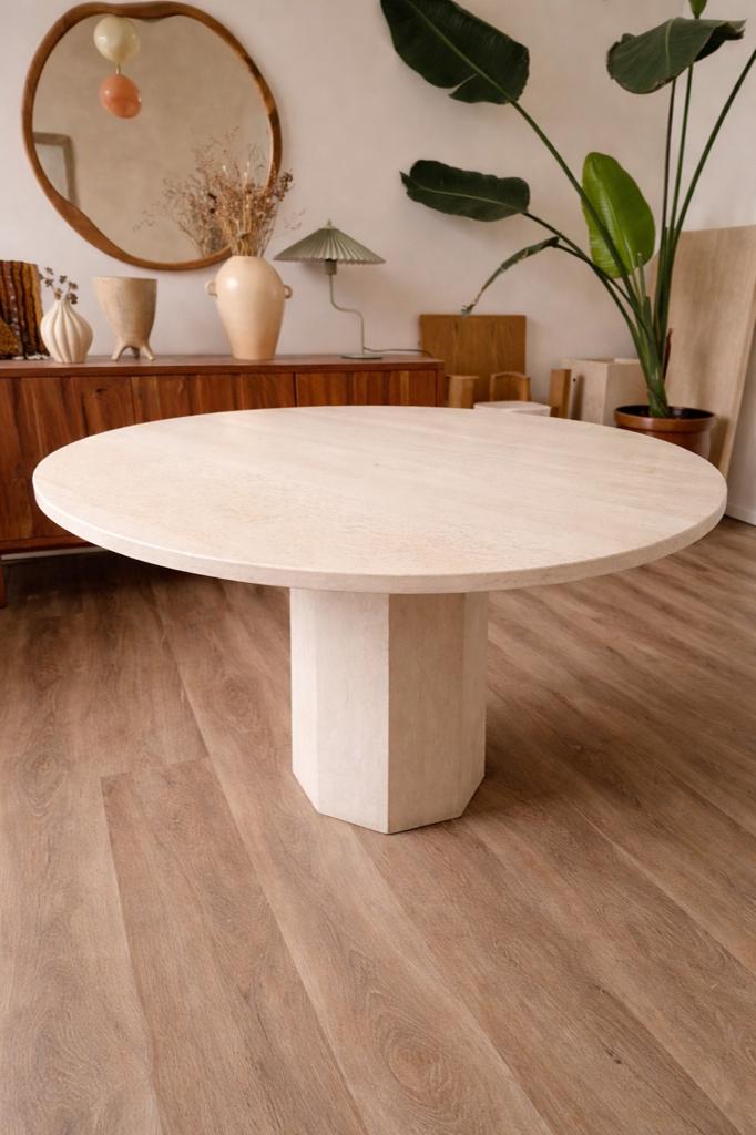 Vintage traventin eettafel, Huis en Inrichting, Ophalen
