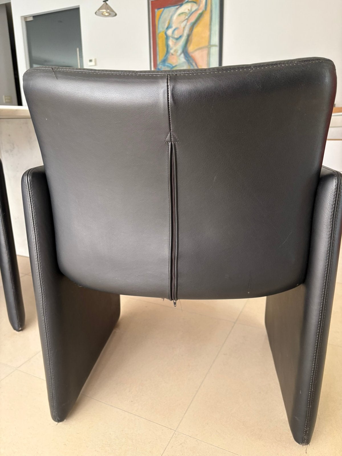 Eettafel zetels / stoelen, Enlèvement, Utilisé, Noir, Cuir