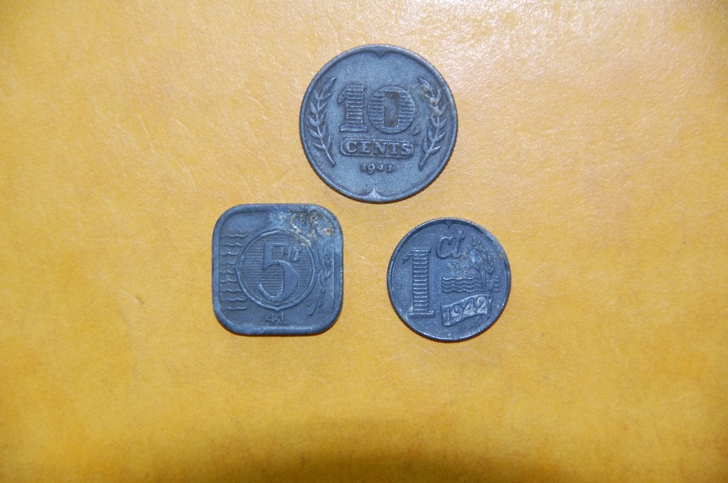 PAYS-BAS : 1, 5, 10 cents, Seconde Guerre mondiale, Envoi, 10 centimes, Série