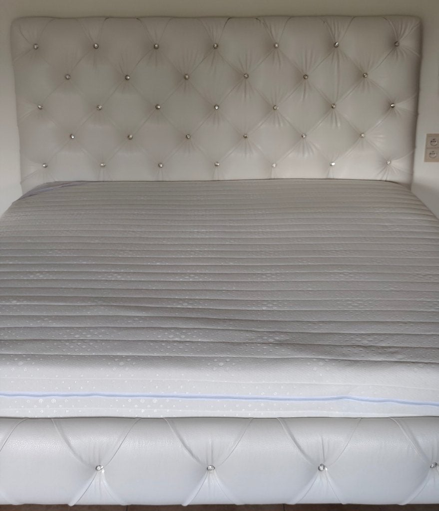 Tweepersoonsbed, Huis en Inrichting, Ophalen, Overige materialen, Gebruikt, Wit