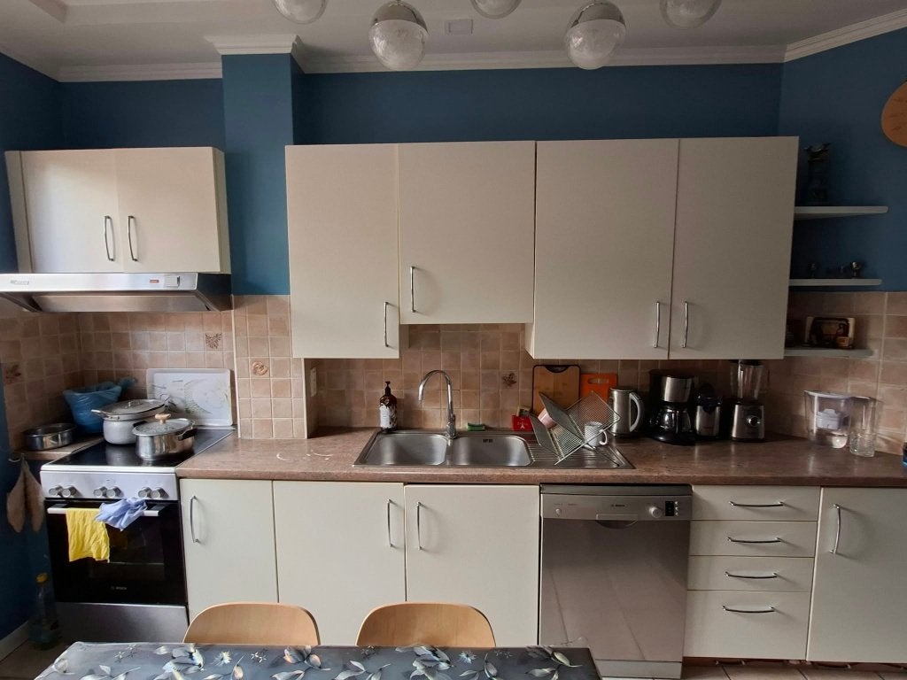 Keukenmeubilair (zonder apparatuur), Huis en Inrichting, Keuken | Complete keukens, Ophalen, Gebruikt, Wit, Dubbelwandige keuken