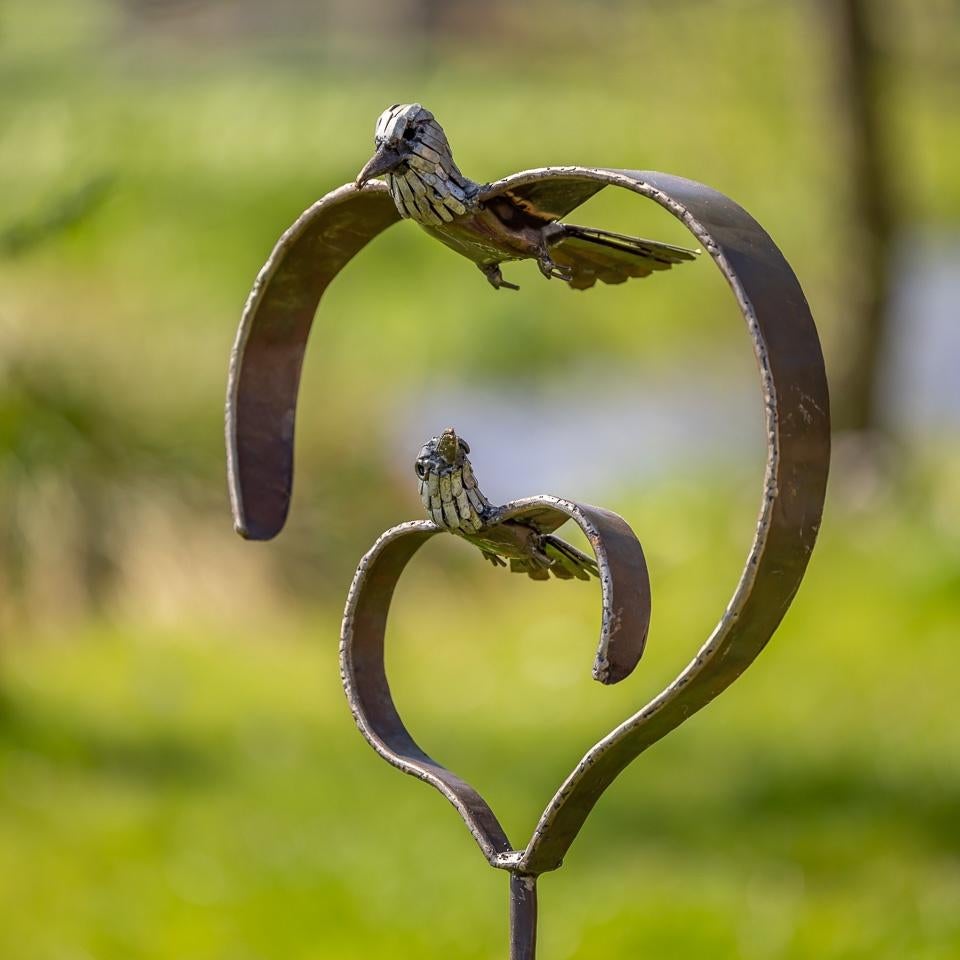 metalen vogelhart - Mooievogels, Antiek en Kunst, Kunst | Designobjecten, Ophalen of Verzenden