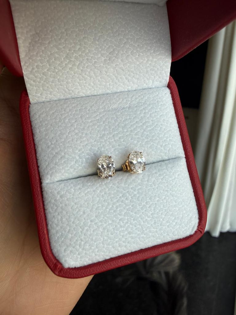 14K gouden lab diamond oorbellen, Bijoux, Sacs & Beauté, Boucles d'oreilles, Enlèvement ou Envoi, Comme neuf, Jaune, Or