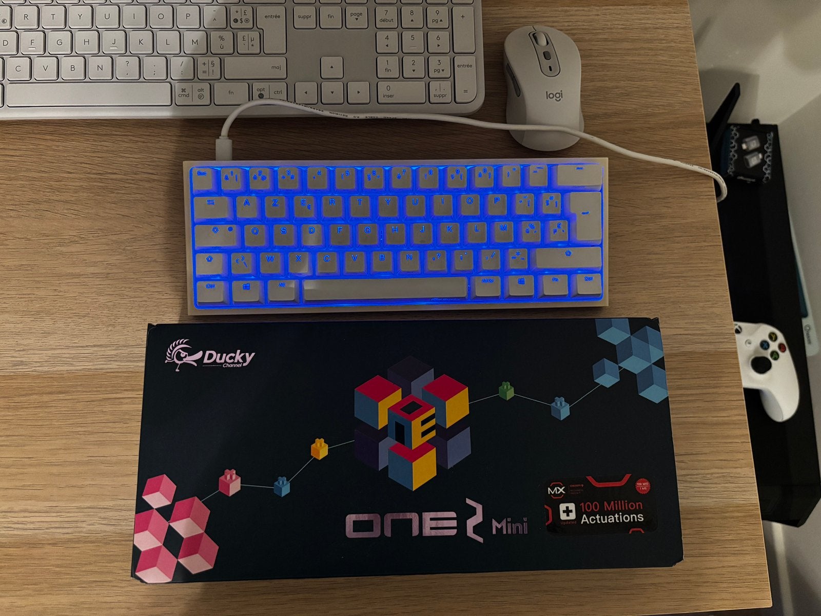 Ducky One 2 Mini Pure White RGB, Computers en Software, Gaming toetsenbord, Azerty, Ophalen of Verzenden, Zo goed als nieuw
