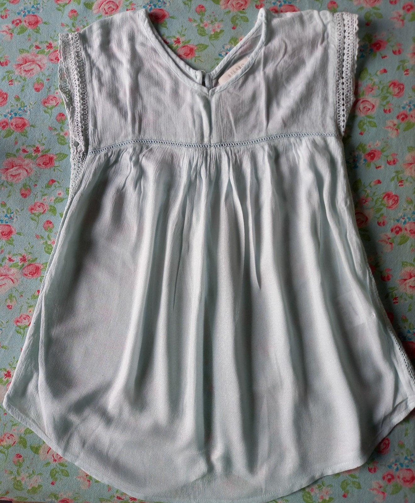 Watergroen bloesje maat 140, Ophalen of Verzenden, Zo goed als nieuw, Meisje, Overhemd of Blouse